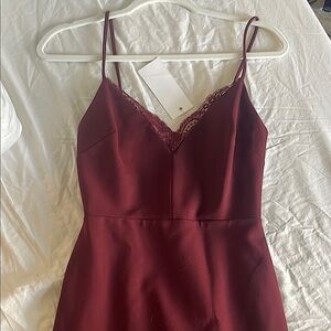 Elegant Burgundy Spaghetti Strap Dress